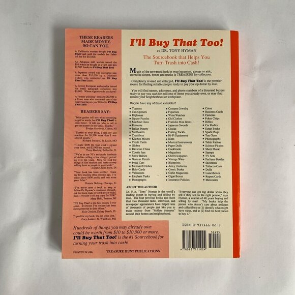 I'll Buy That Too Dr. Tony Hyman Vintage Reselling How-To Book Softcover - Picture 5 of 5